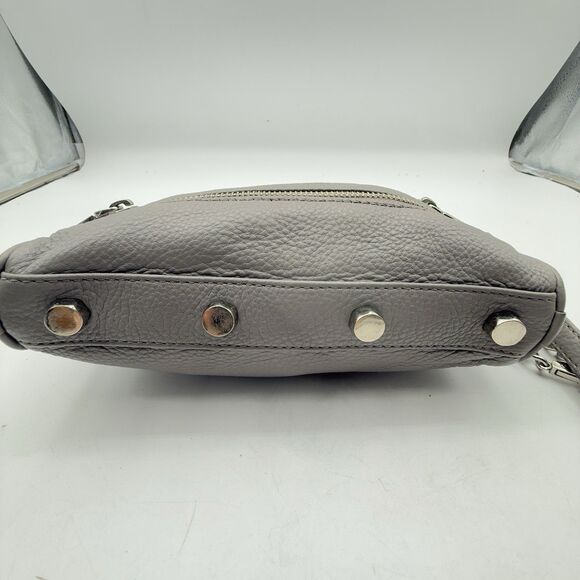 Rebecca Minkoff Smokey Grey Pebbled Leather 3-zip Rocker Studded Crossbody Bag - Picture 6 of 12